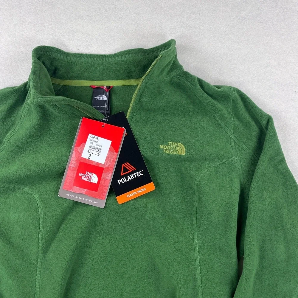 The North Face TKA 100 Microvelour Fleece Quarter Zip Green AJHP-VB1 Large NEW